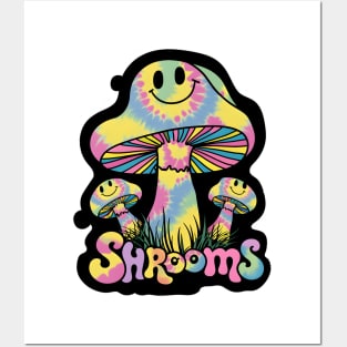 "Psychedelic Tie-Dye Magic Mushroom" - Retro Cute Hipster Shrooms Posters and Art